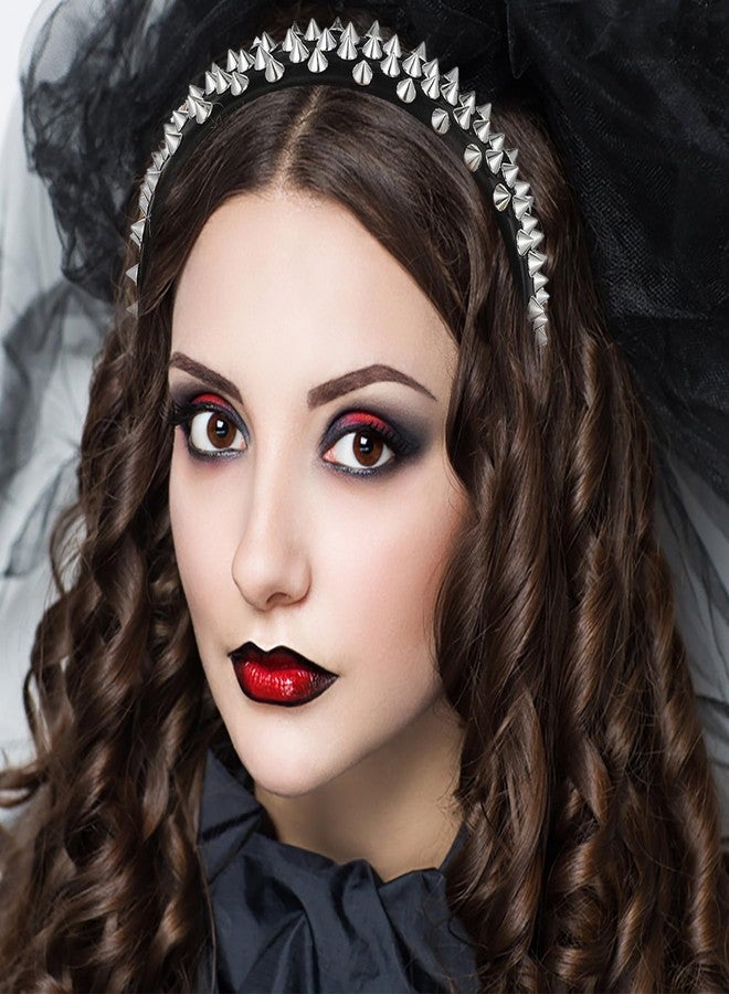 Heclia Punk Studded Headband Spiked Headband for Women Rivet Gothic Headwear Black Rock Hair Hoop Rock Roll Headpiece (Rivet) - Image 4